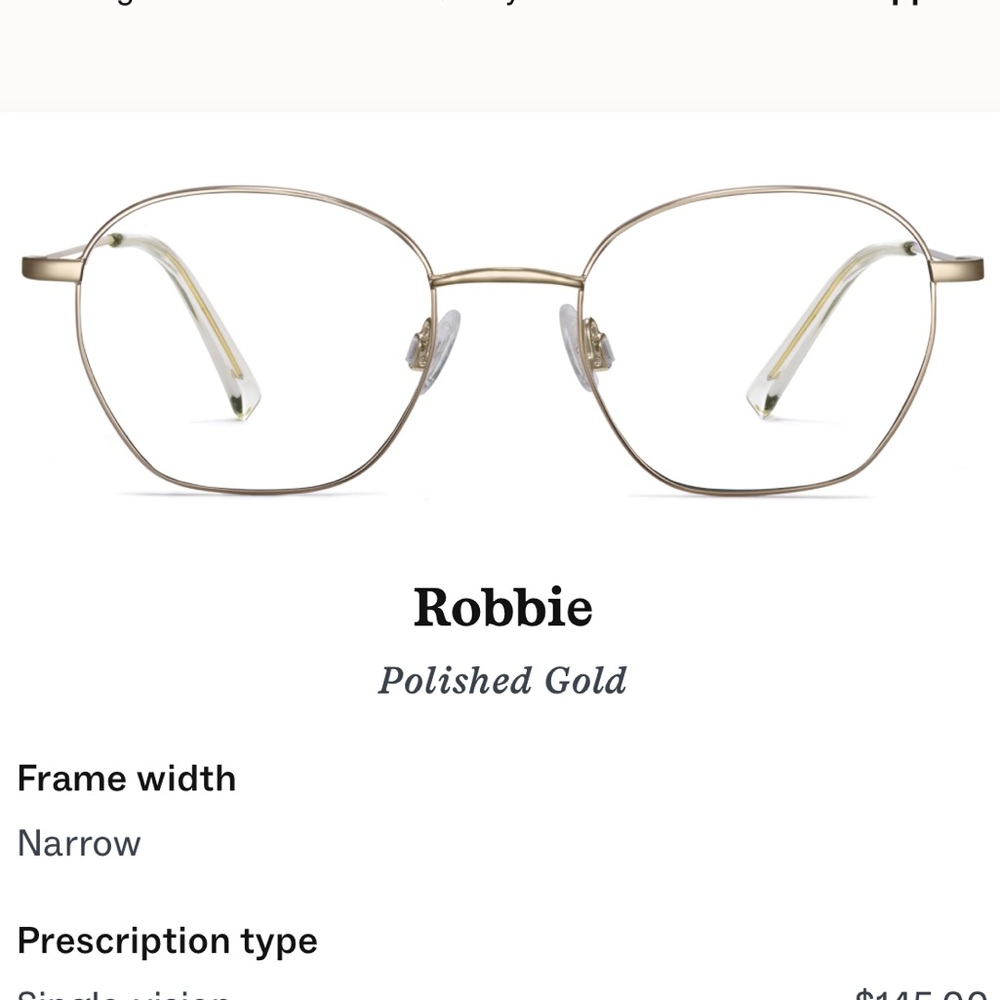 Warby Parker Robbie Polished Gold Glasses